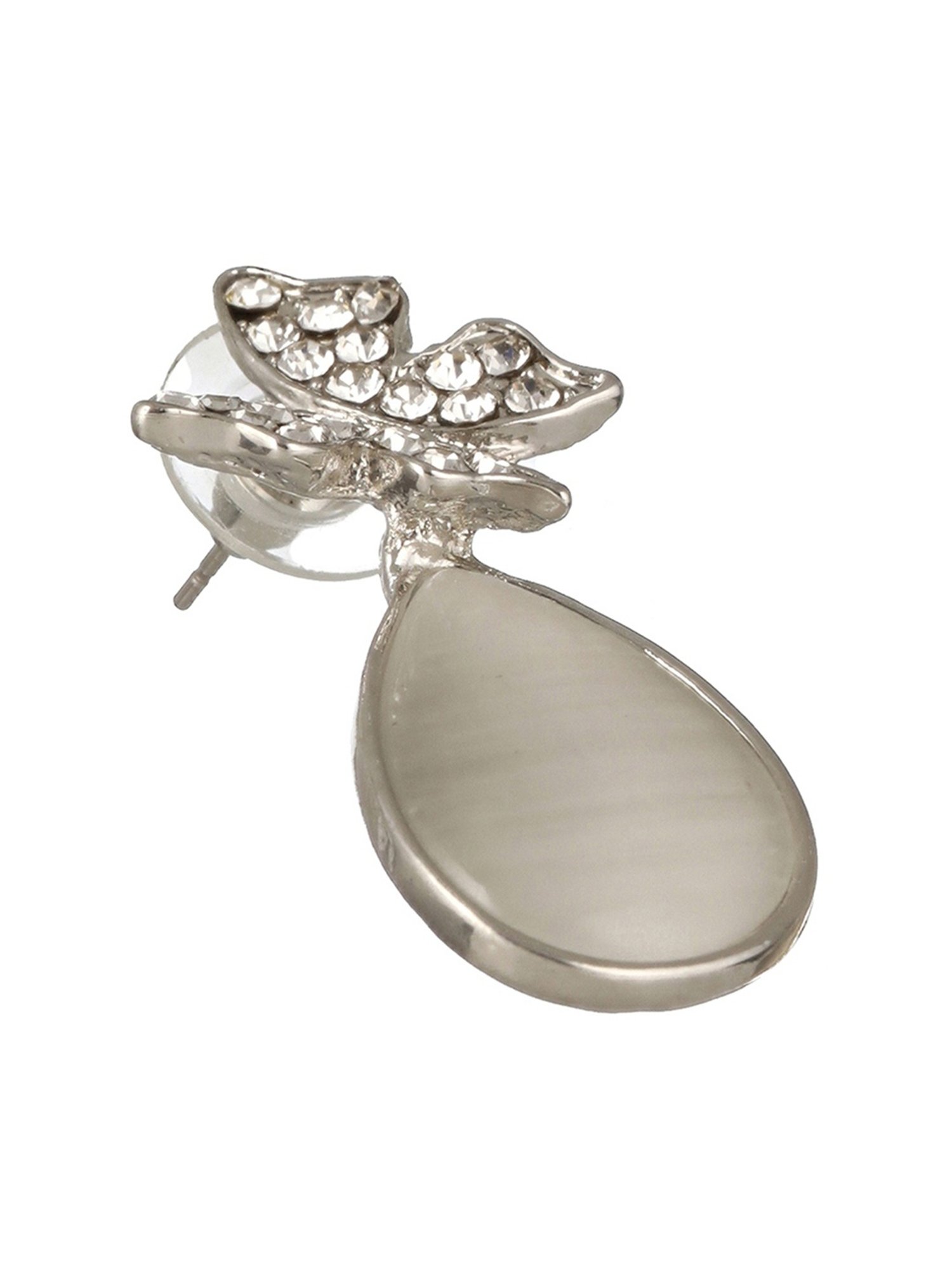 Prita by Priyaasi Butterfly Tear AD Silver-Plated Stud Earrings