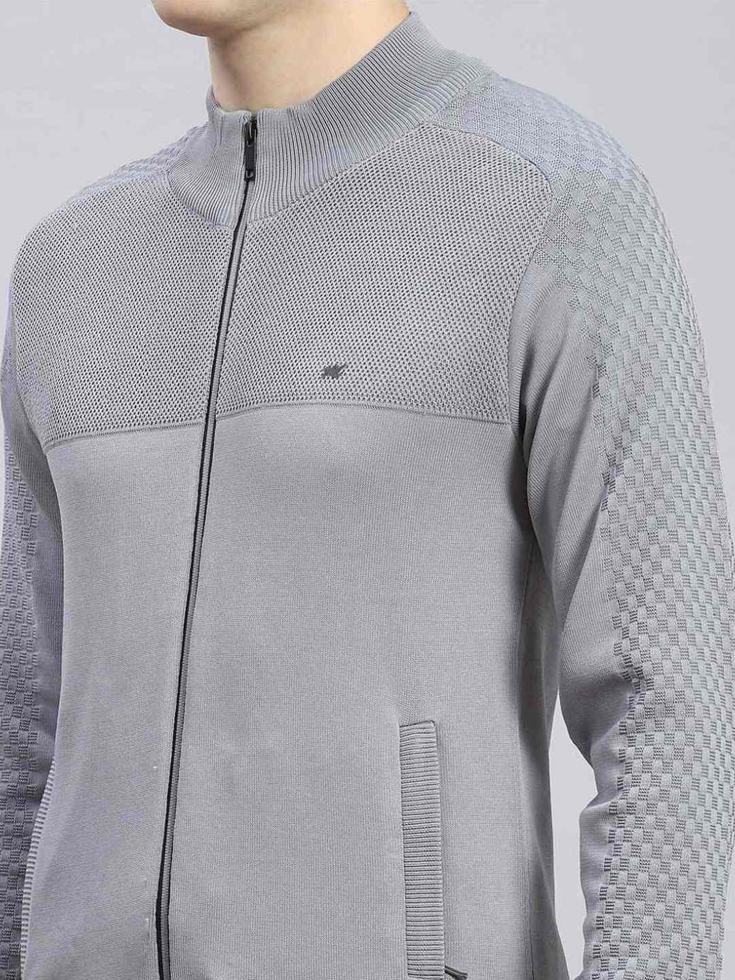 Monte Carlo Grey Regular Fit Self Pattern Tracksuits