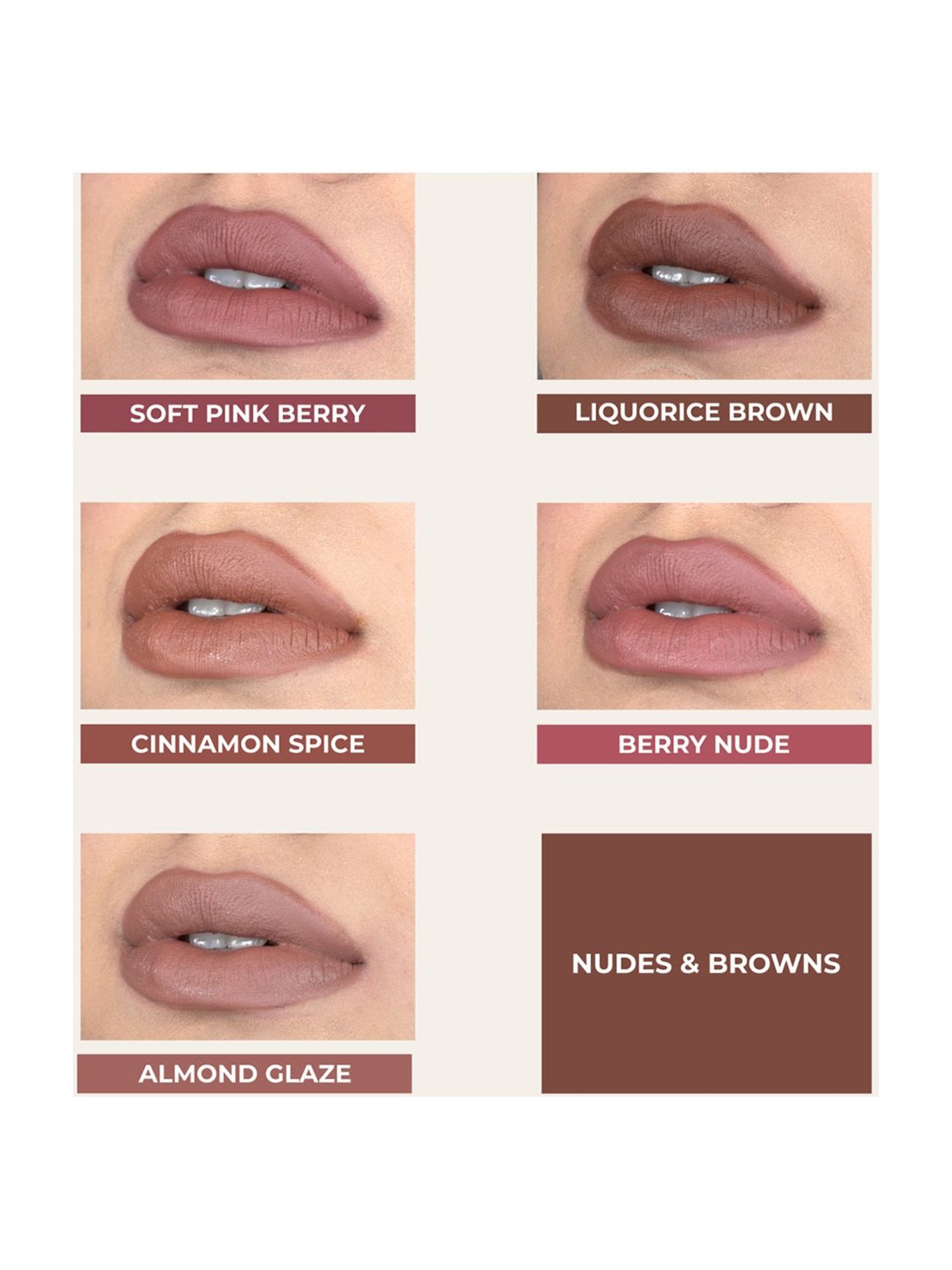 JUST HERBS Herb-Enriched Matte Liquid Lipstick Kit - Nudes + Browns