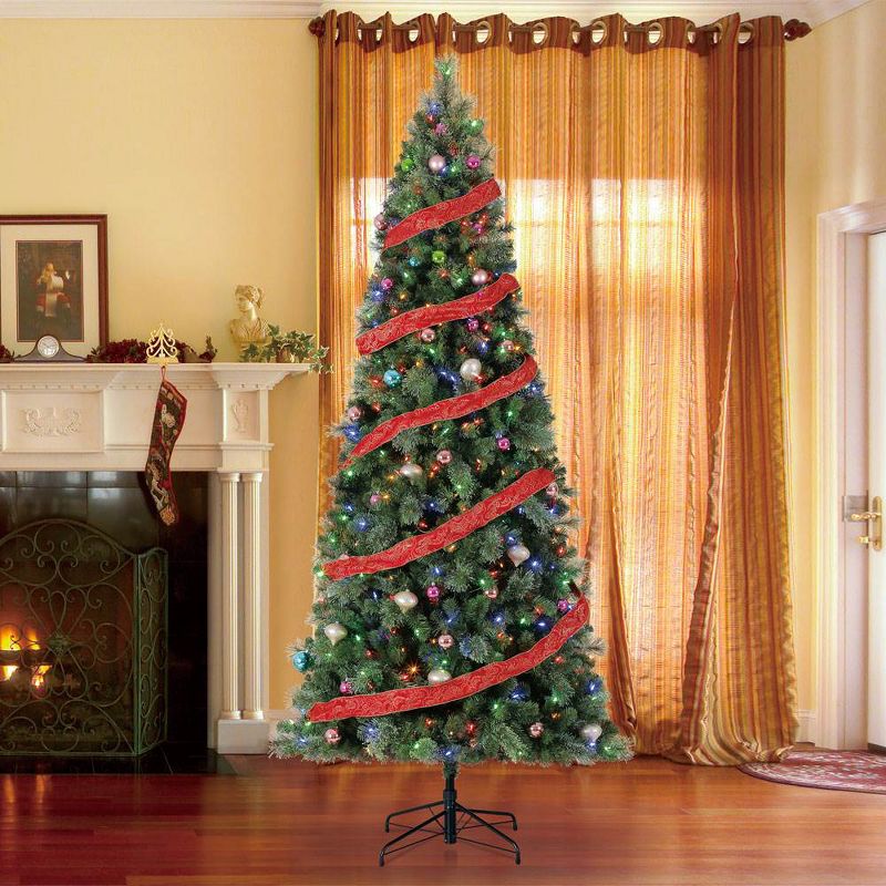 Home Heritage 9' Cascade Cashmere Quick Set Christmas Tree and Changing Lights