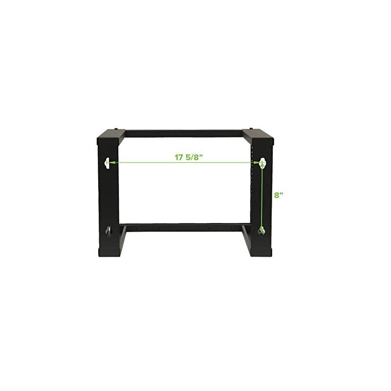 6U Wall Mount Open Frame 19 Inch Server Equipment Rack Threaded 16 inch Depth Black