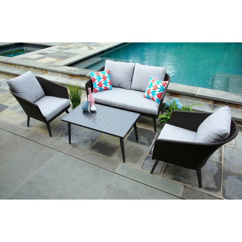 Willow 4pc Sunbrella Deep Seating Set Gray - Canopy Home and Garden