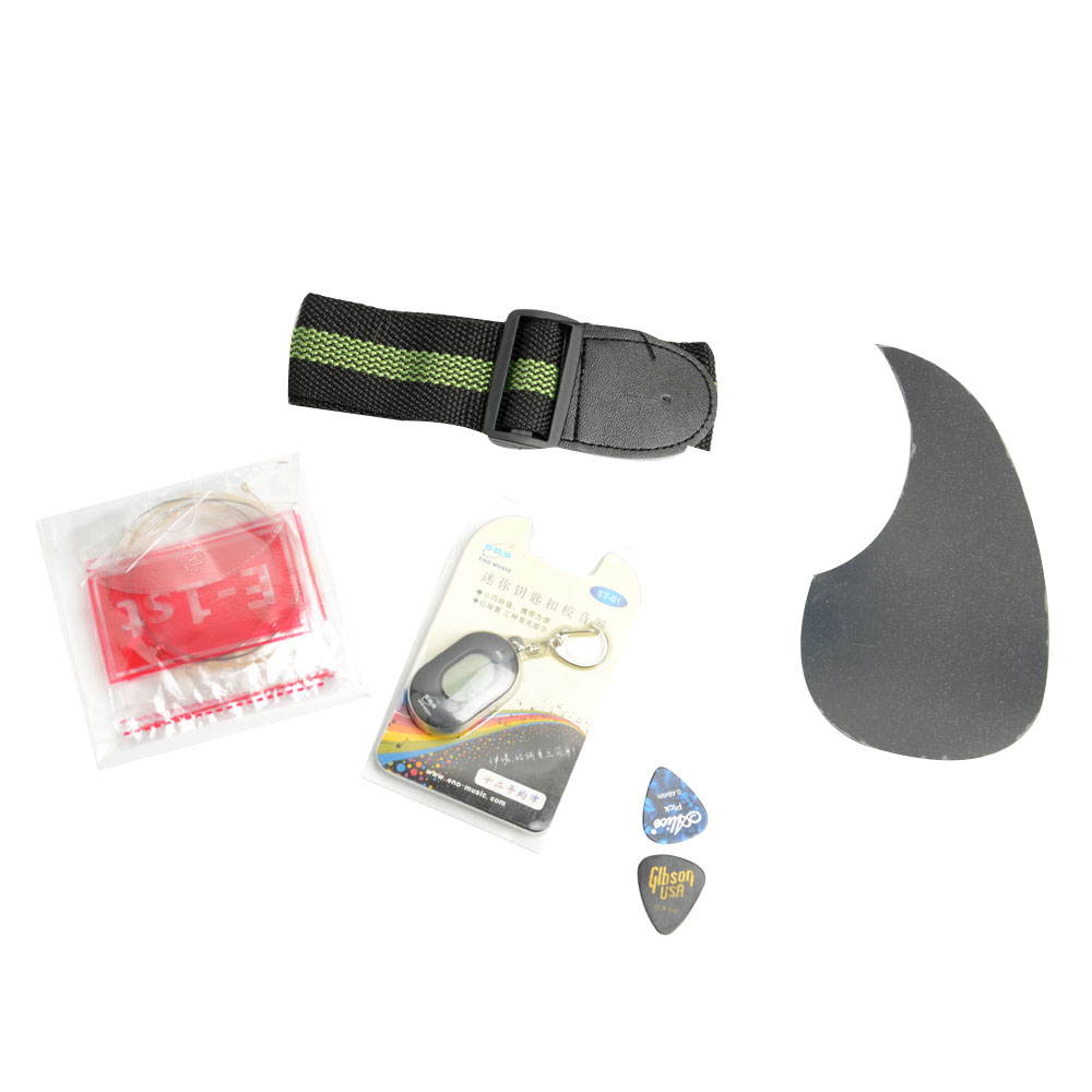 DK-38C Basswood Guitar   Bag   Straps   Picks   LCD Tuner   Pickguard   String Set White