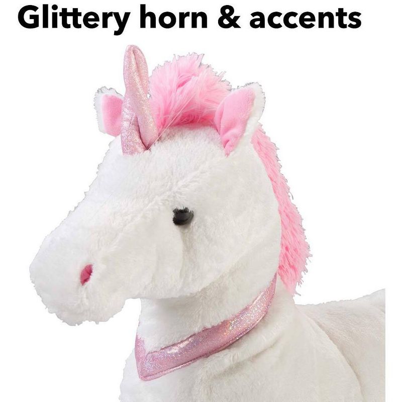HearthSong - Large Super Soft Dazzle the Plush Unicorn with Embroidered Hearts and Sparkly Pink Horn and Collar