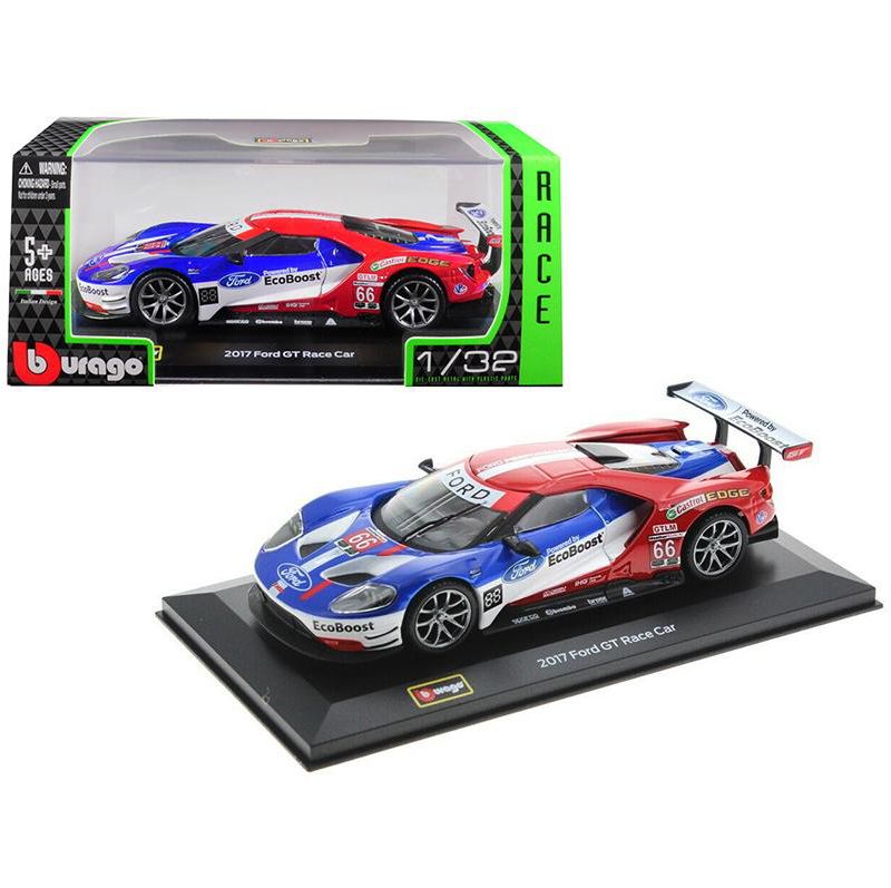 2017 Ford GT Race Car #66 Joey Hand / Dirk Muller / Sebastien Bourdais 1/32 Diecast Model Car by Bburago