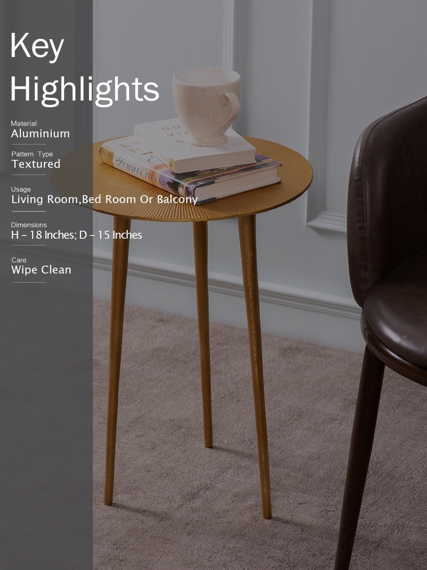 Ikiriya Avina Solid Dark Brown Wood End Table