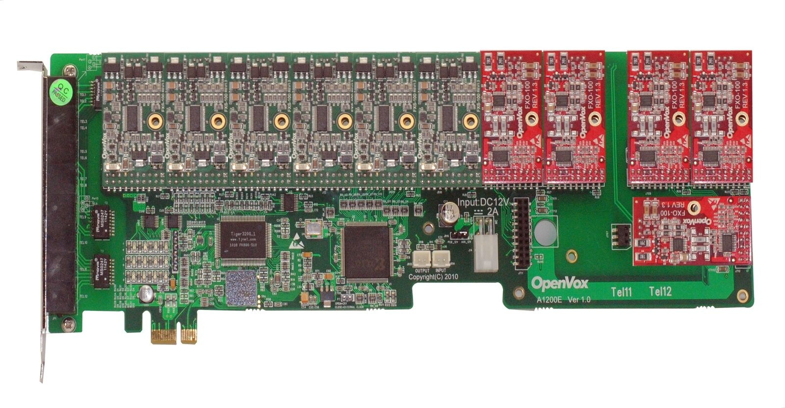 OpenVox A1200E0605 12 Port Analog PCI-E Base Card, + 6 FXS + 5 FXO