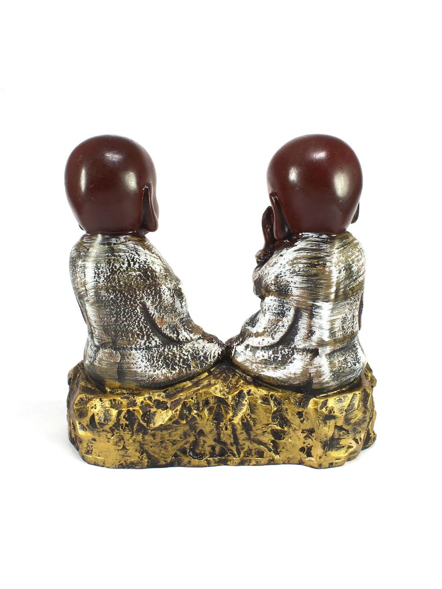eCraftIndia Set of 2 Brown Monks Polyresin Tealight Holder