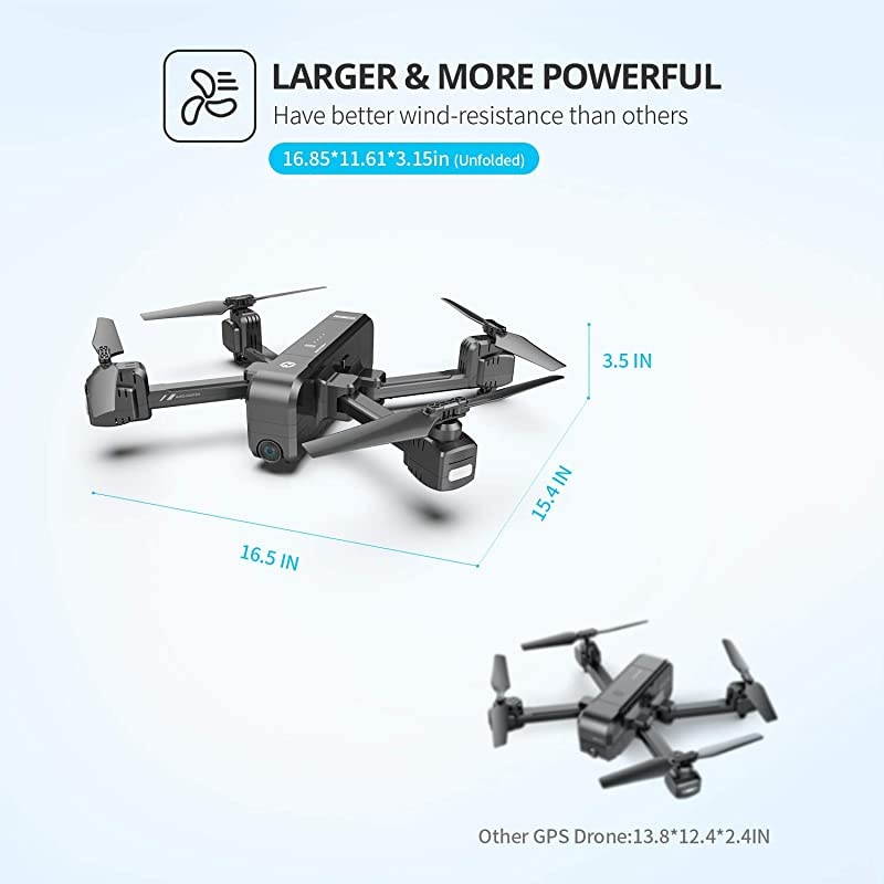 HS270 GPS 2.7K Drone with FHD FPV Camera Live Video for Adults, Portable Selfie Quadcopter with 2 Batteries for Beginners with Auto Return Home, Custom Flight Path, Follow Me, Auto Hover