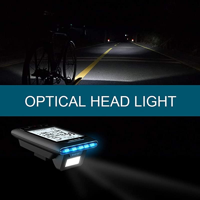 GPS Bike Computer Di-Pro Built-in Front Light Bluetooth ANT+ Wireless Bike Computer Speedometer and Odometer, Rechargeable Cycling Computer for Most Bikes