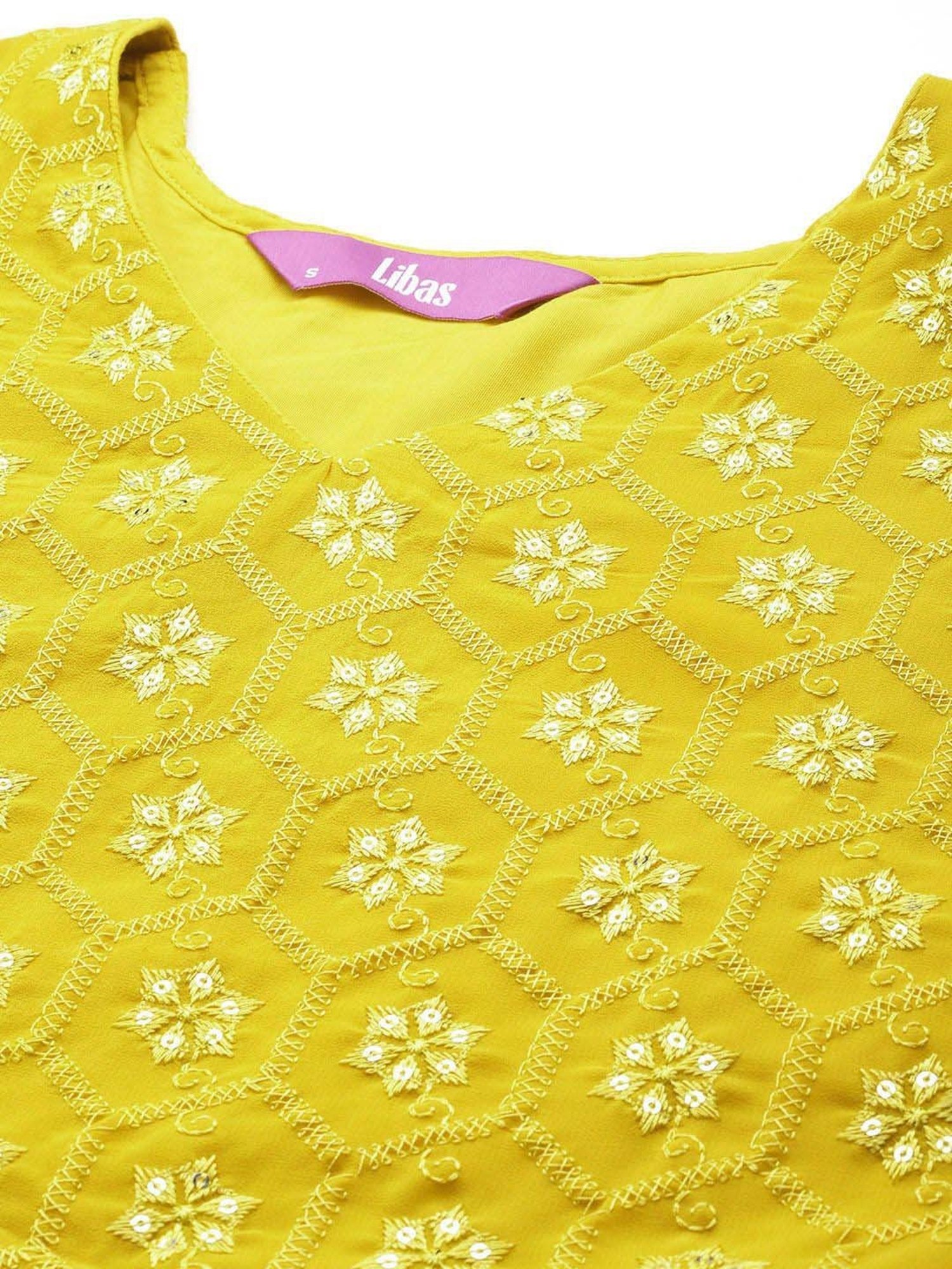 Libas Mustard Plain Lehenga Choli Set