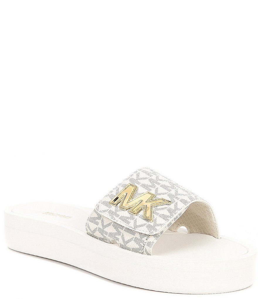 MICHAEL Michael Kors MK Logo Print Platform Slides