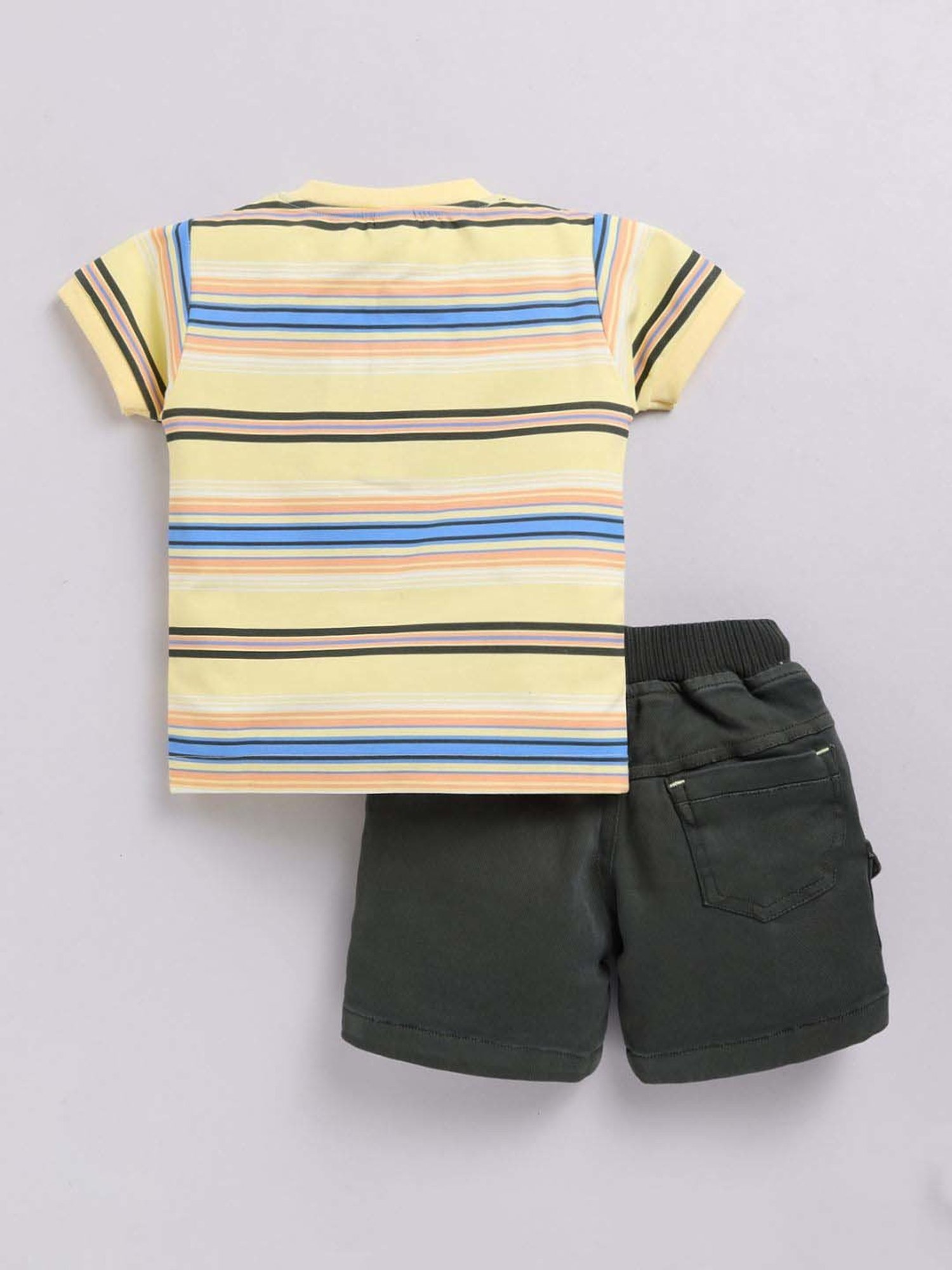 UNO KIDS Boys Yellow & Green Striped Top & Short sets
