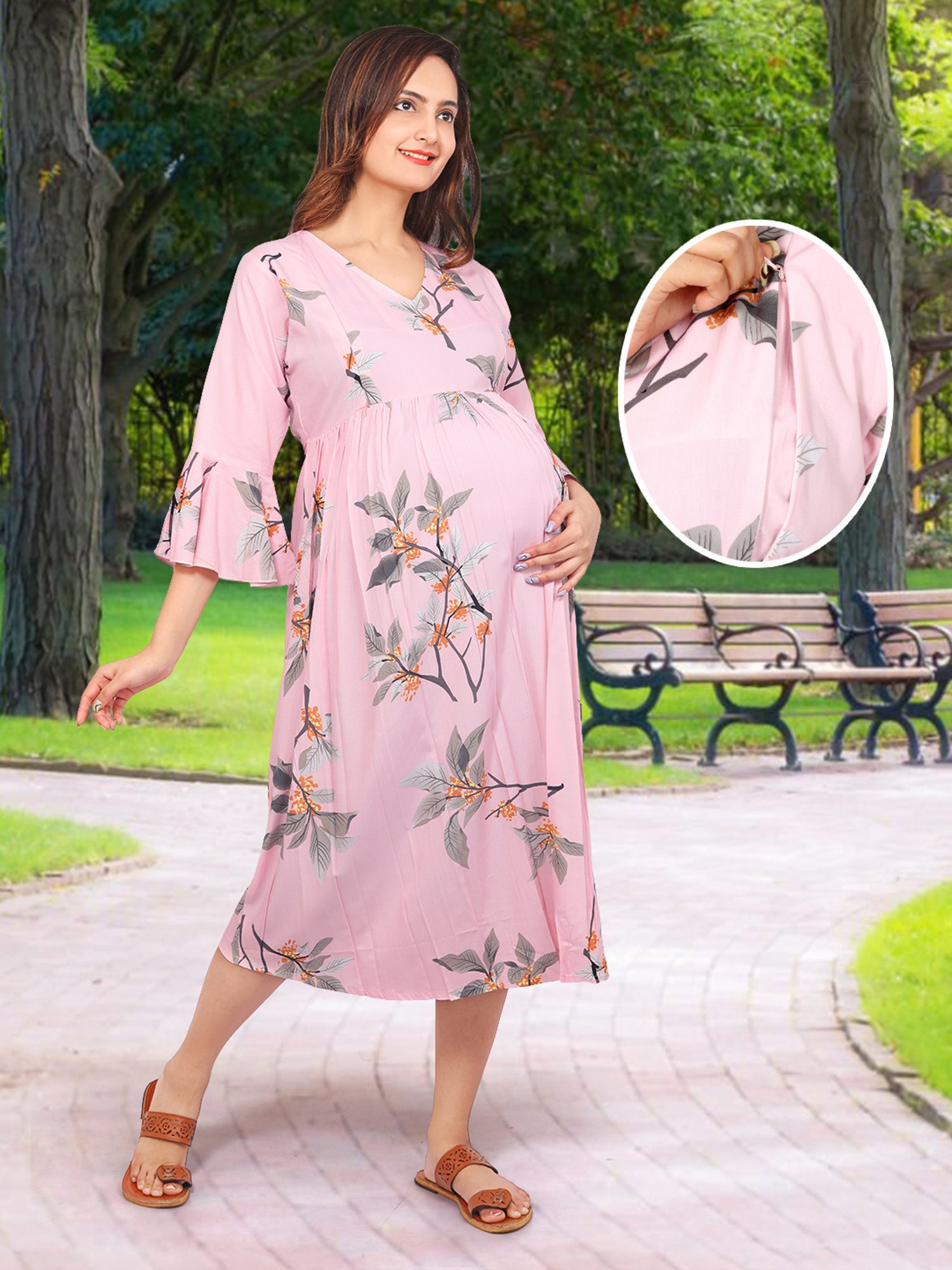 Mine4Nine Multicolor Printed Maternity Kurta