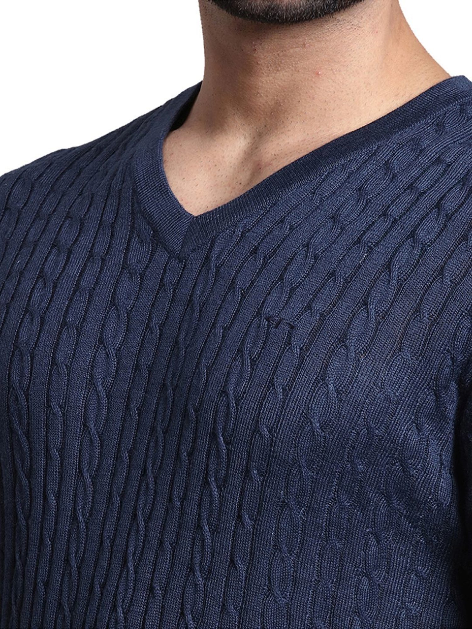ColorPlus Blue Tailored Fit Texture Sweater