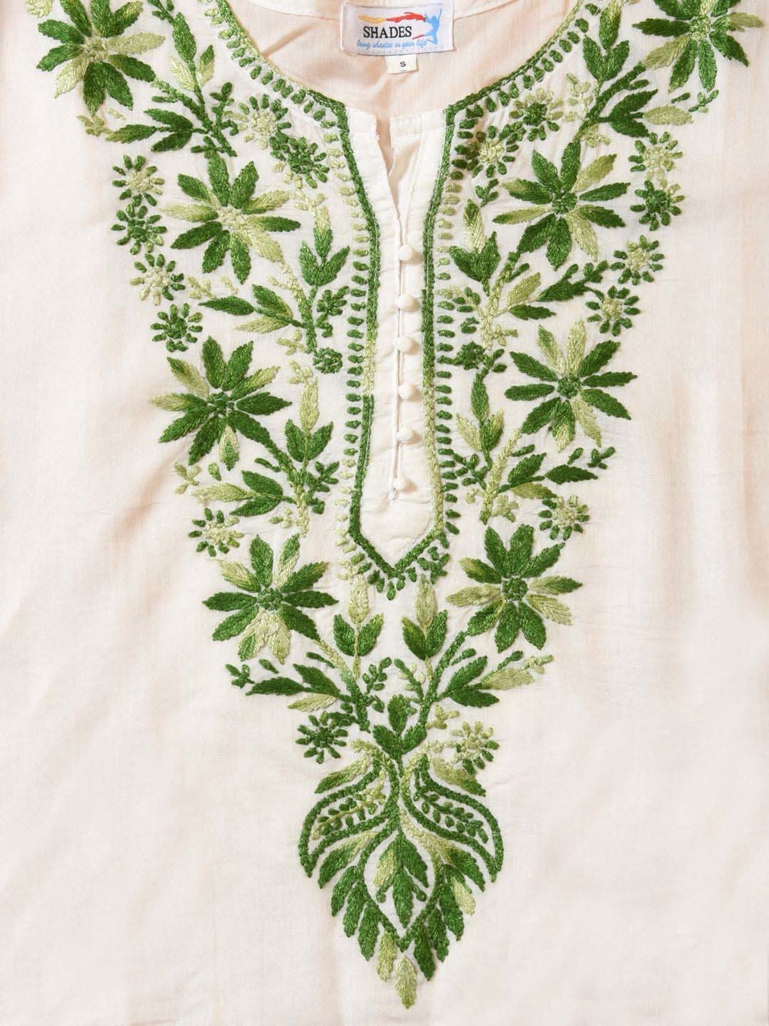 SHADES White Chanderi Chikankari Straight Kurta