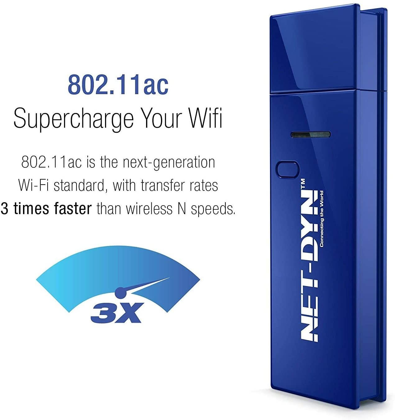 NET-DYN USB Wireless WiFi AdapterAC1200 Dual Band 5GHz and 2.4GHZ (867Mbps/300Mbps) Super Strength So You Can Say Bye to Buffering for PC or Mac for Desktop or Laptop