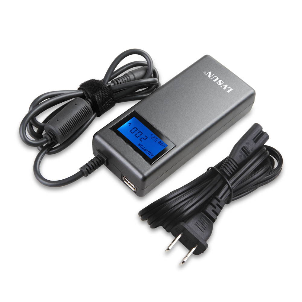 Lvsun 90w Universal Laptop AC Power Adapter Charger Power Supply & 1 USB Port with 8 Pcs DC Tips Fit for Samsung, Dell, Apple, IBM, HP, COMPAQ, PANSONIC, Etc