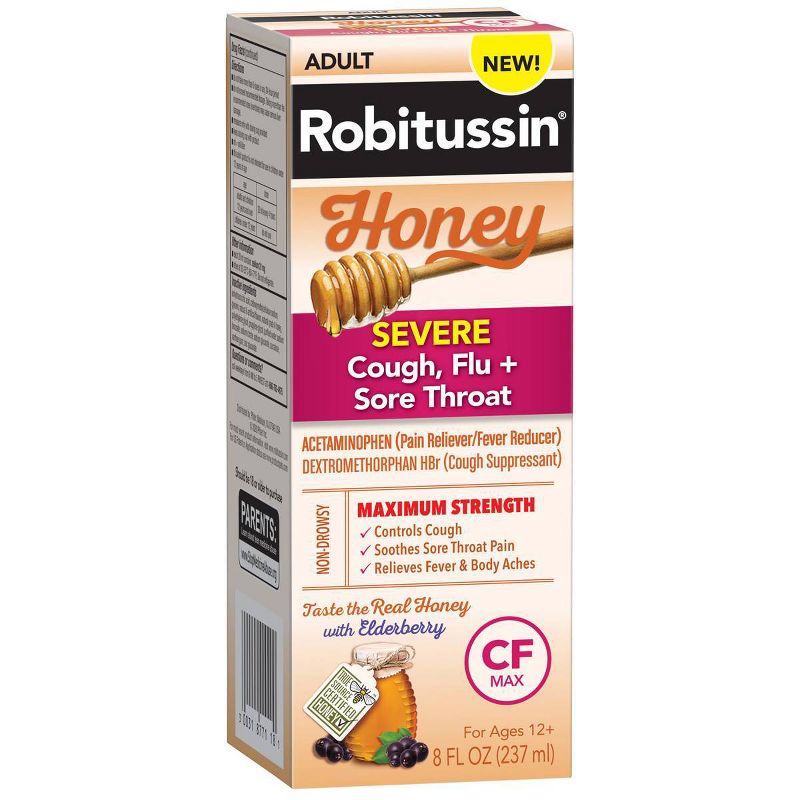 Robitussin Daytime Severe Cough, Flu and Sore Throat Syrup - Honey - 8 fl oz