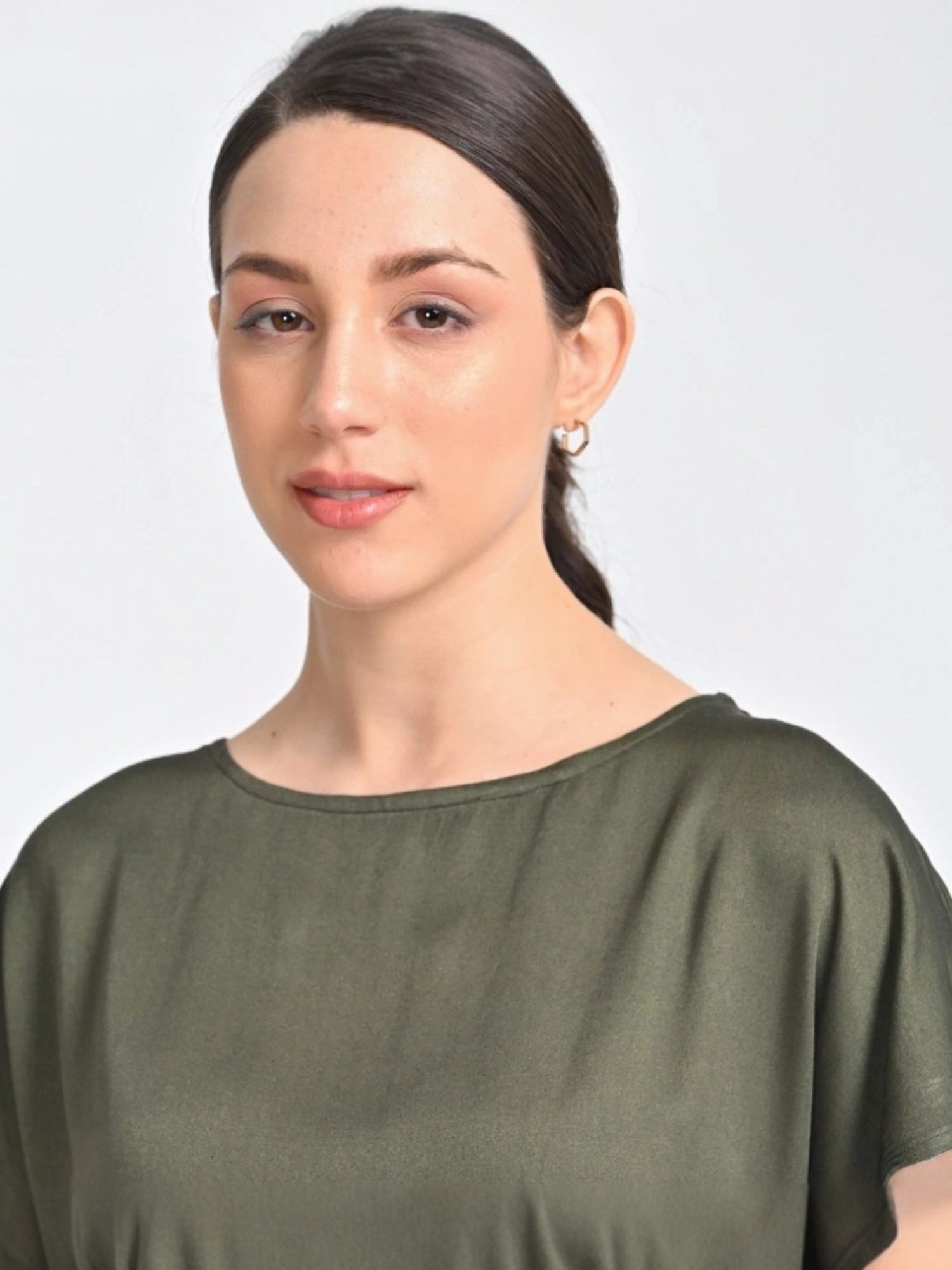 Saltpetre Olive Boat Neck Top With Black Trouser Co-ords Set