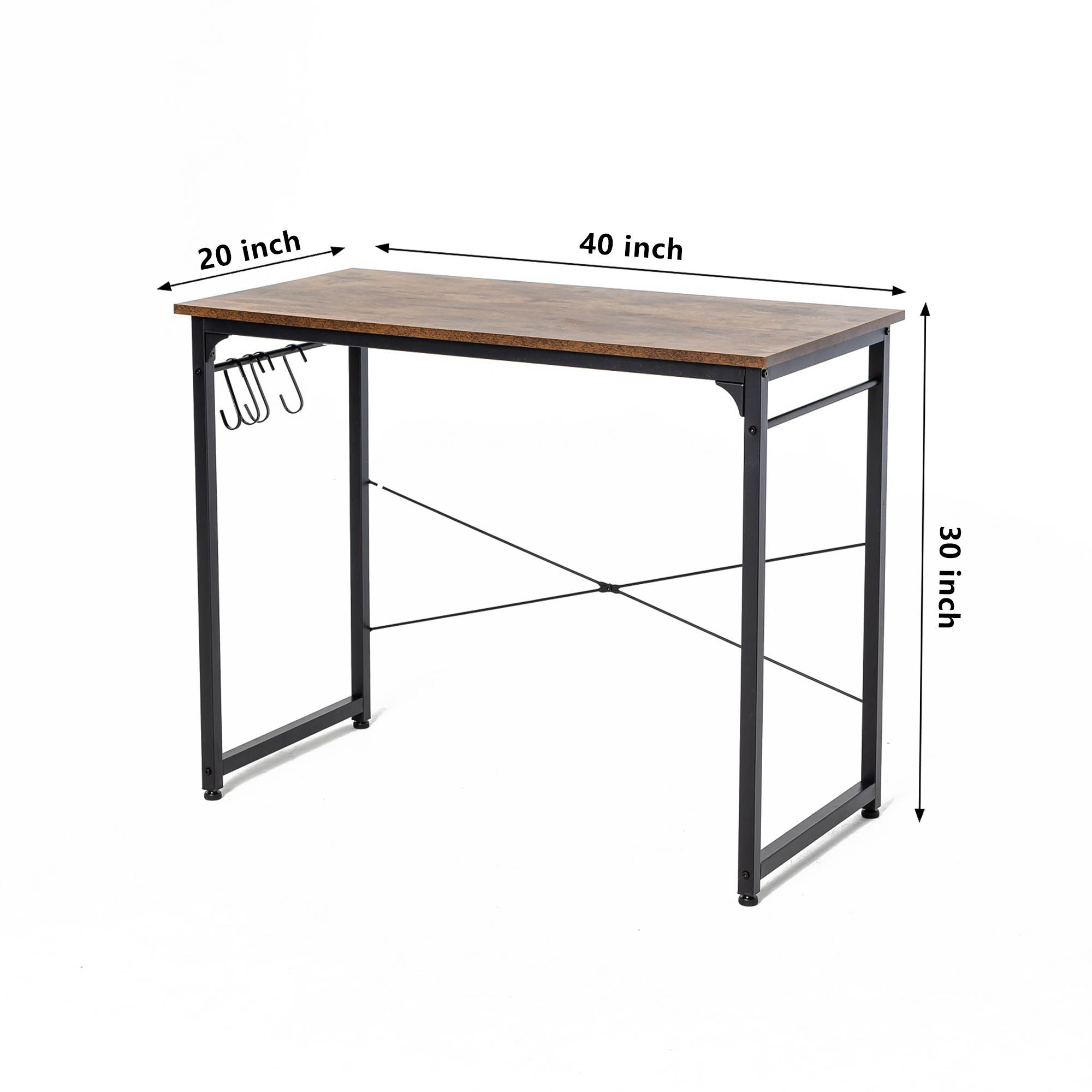 40" Home Office Desk Gaming Desk Modern Simple Desk Study Writing Table Small Computer Desk with 4 hooks