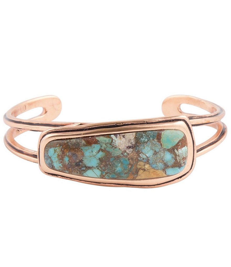 Barse Copper and Boulder Turquoise Statement Cuff Bracelet