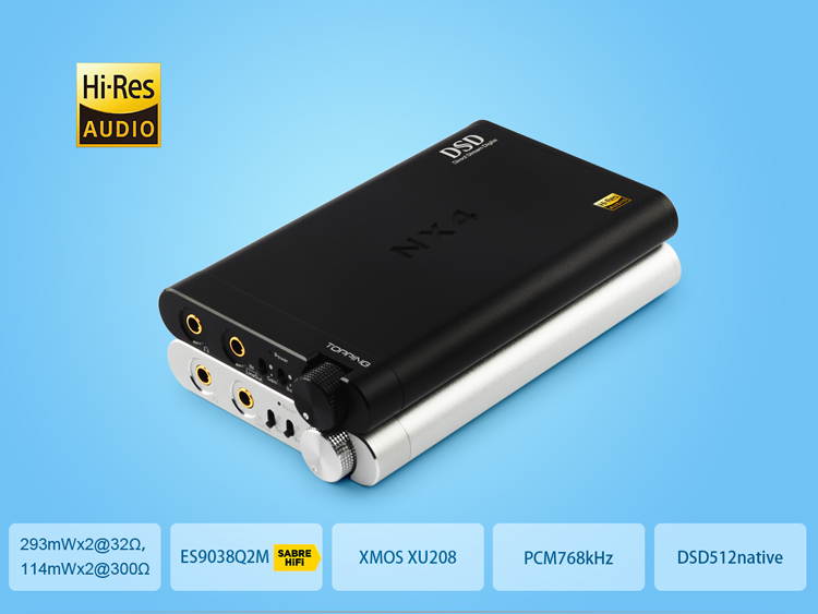 TOPPING NX4 DSD XMOS-XU208 DAC ES9038Q2M chip Portable USB DAC DSD Decoder Amplifier