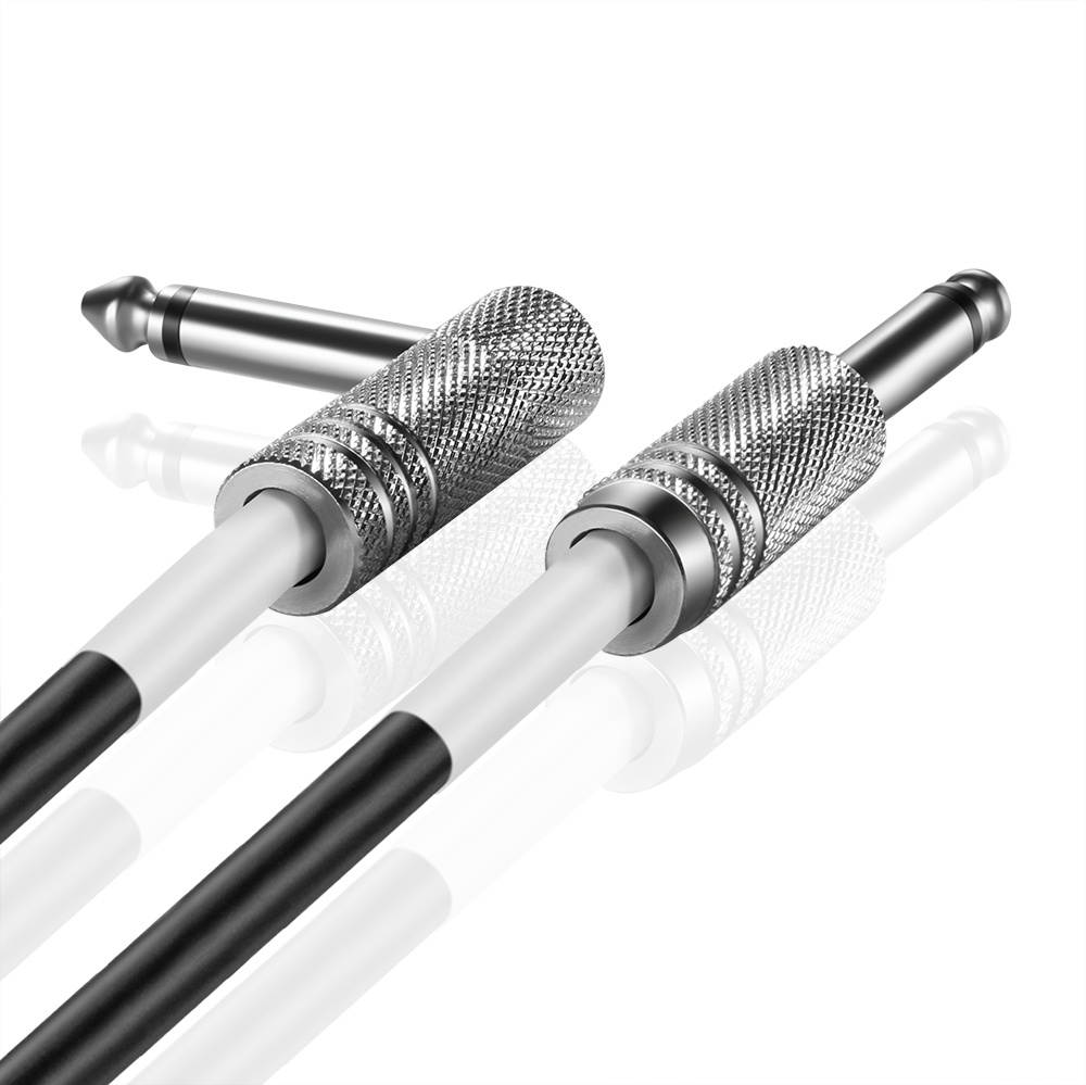 6.35mm Guitar Cable (25FT) - 1/4 Inch TS to 1/4 Inch TS 6.35mm Phono Jack Straight to Right Angle Plug Instrument Wire Cord For Electric Bass Guitar, Amplifier, Musical Instrument Line-level Audio