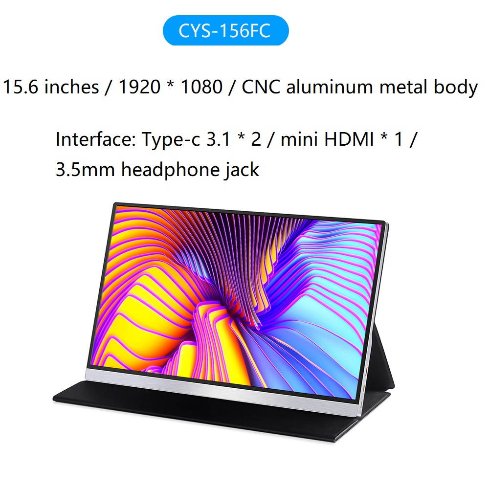 Portable Display HD Eye Protection PS4 Switch xbox Mobile Phone Computer Notebook External Expansion Screen Metal Version 15.6-inch HDR Full Fit + 4K Touch + Leather Case