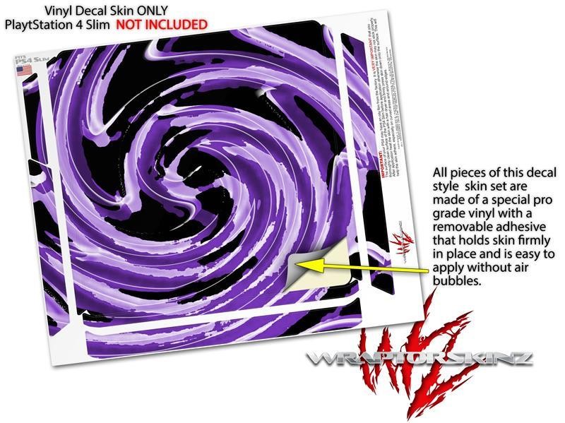 Alecias Swirl 02 Purple Skin fits Sony PS4 Slim Gaming Console