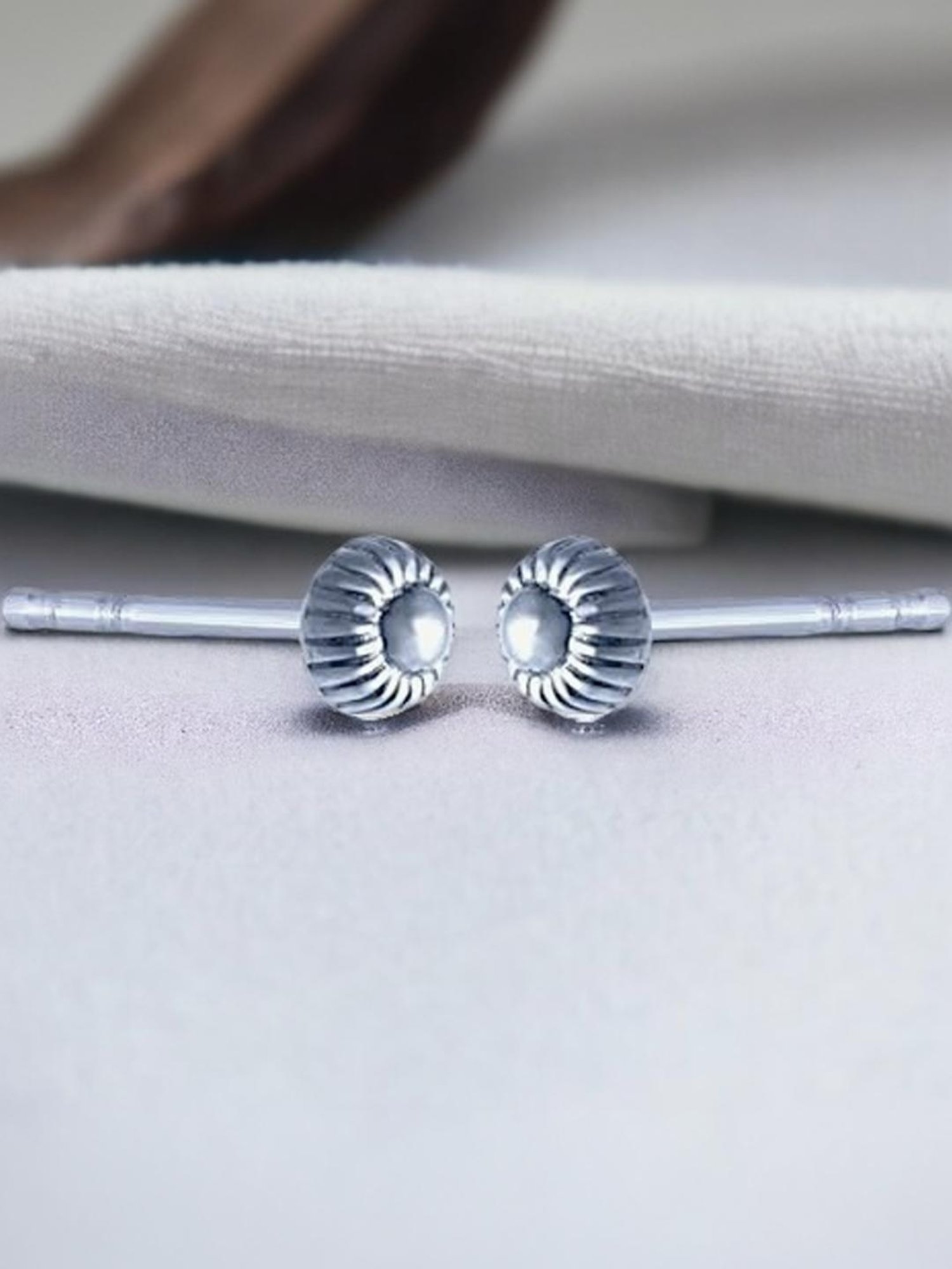 Rihi by P.C. Chandra Jewellers 92.5 Sterling Silver Small Stud Earrings for Women & Girls