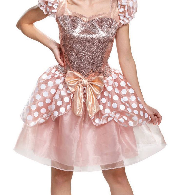 Adult Plus Minnie Mouse Rose Gold Halloween Costume XL