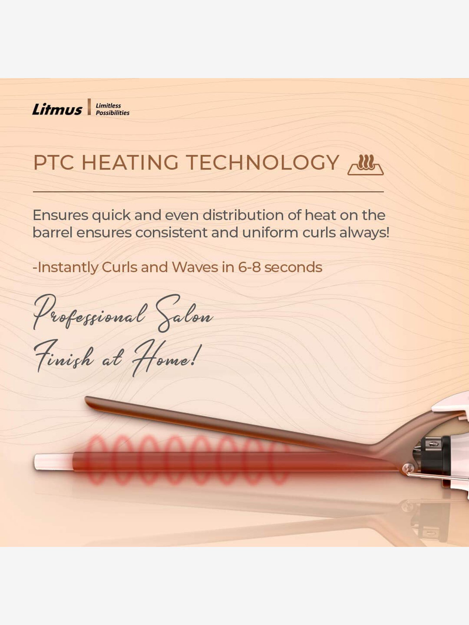 Litmus HC09 Professional Chopstick Hair Curler (White/Bronze)