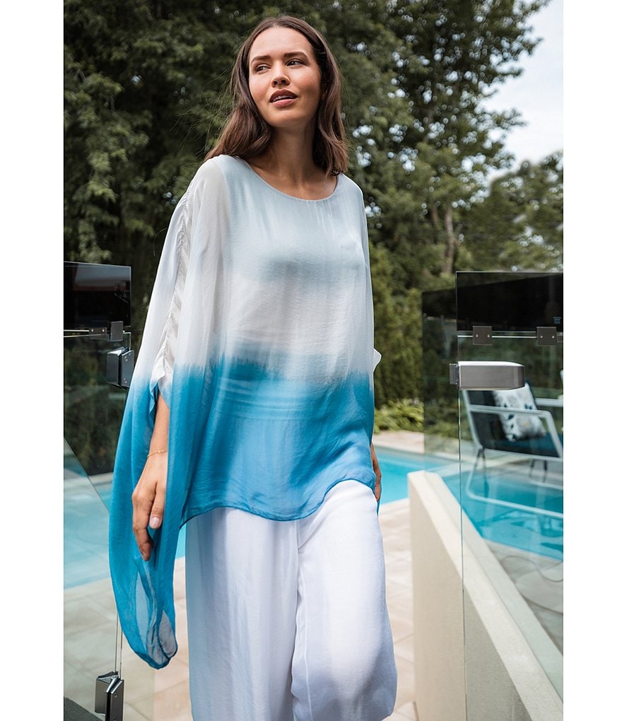 M Made In Italy Ombre Tie Dye Silk Blend Tunic