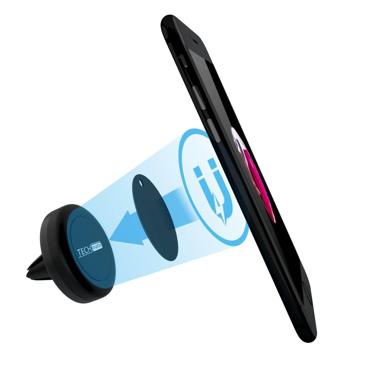 TechMatte MagGrip Universal Air Vent Magnetic Mount Car Phone Holder with Powerful Magnetic Grip Technology (2 Pack) - Black