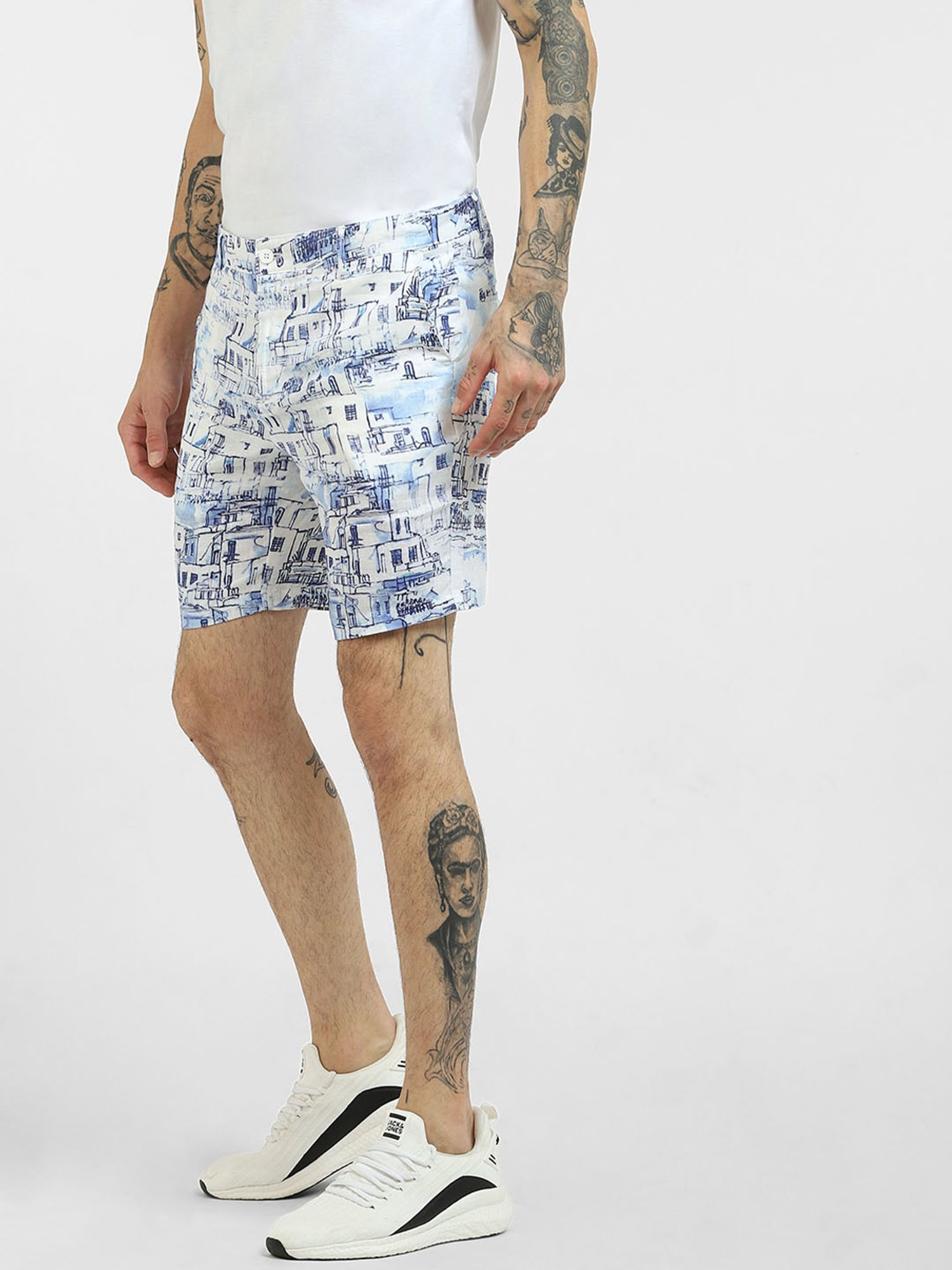 Jack & Jones White Printed Shorts