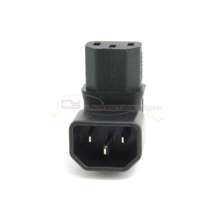 2PCS/lot  IEC Male C14 to Down Right Angled 90 Degree IEC Female C13 Power Extension Adapter