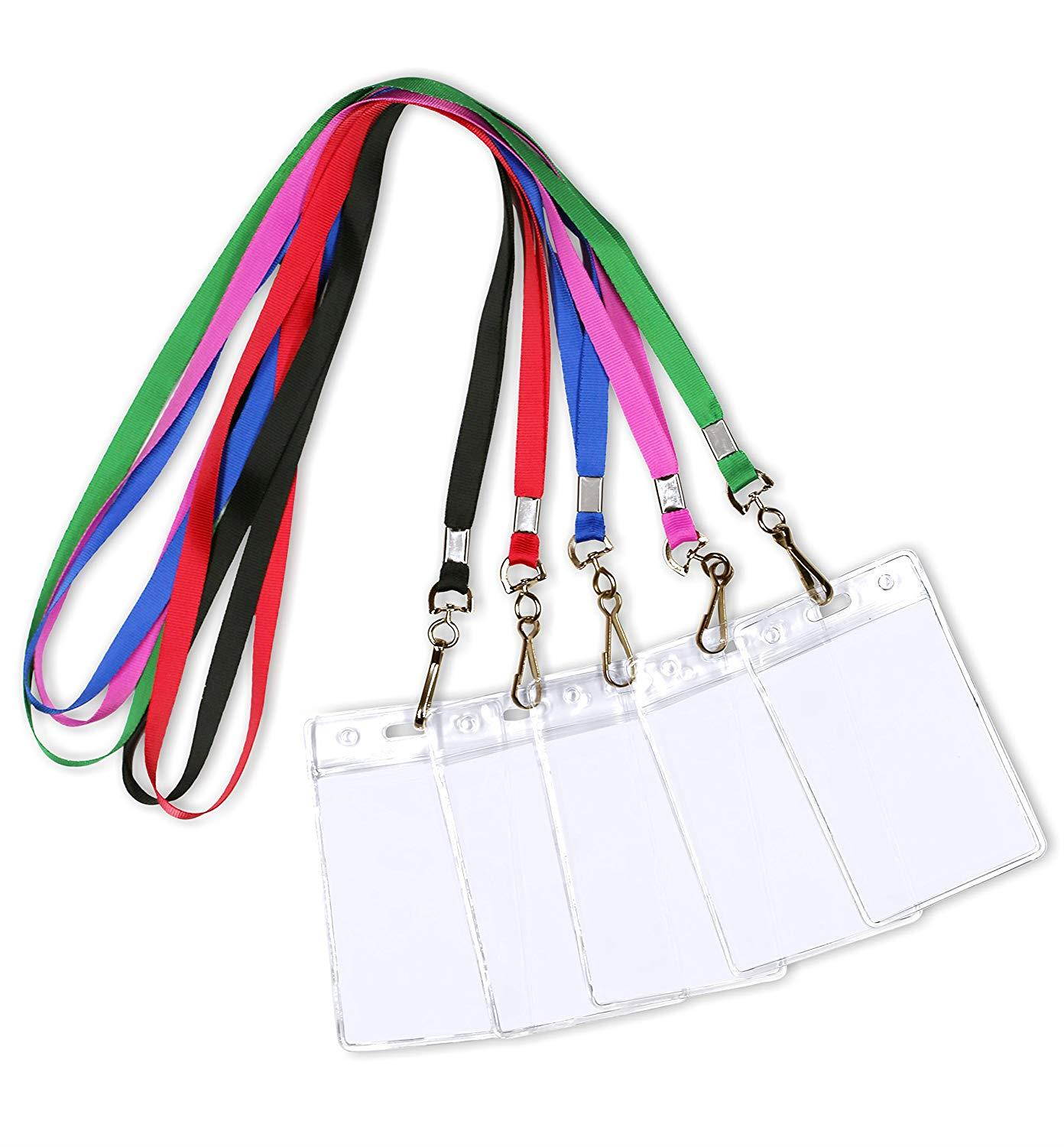 Durably Woven Lanyards & Vertical ID Badge Holders ~Premium Quality, Waterproof & Dustproof ~ for Moms, Teachers, Tours, Events, Businesses, Cruises & More (10 Pack, Mixed) by Stationery King