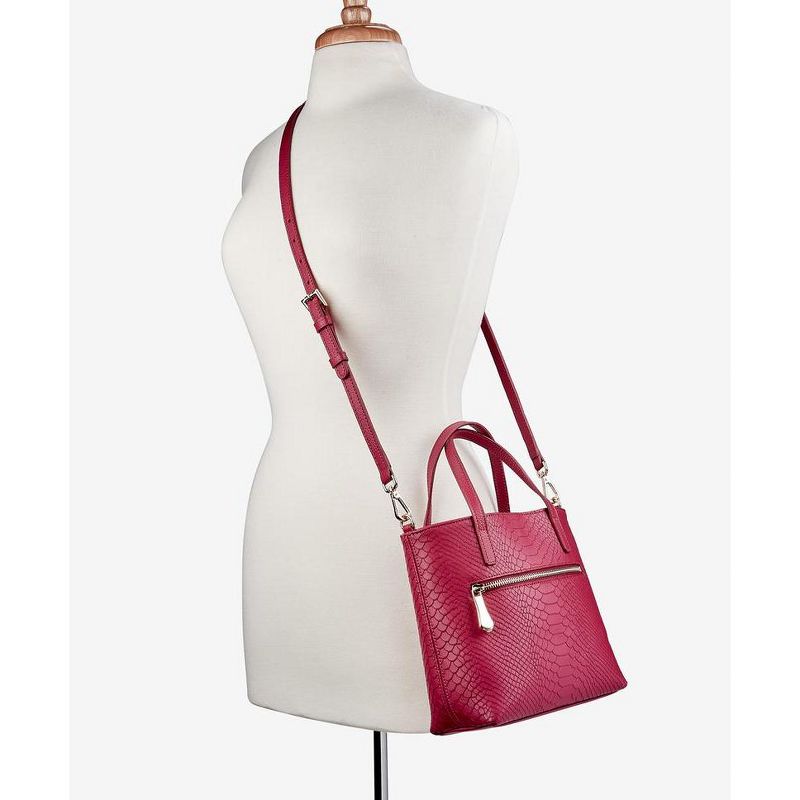 VR NYC Magnetic Strap Closure Mosaic Design Denim Laser Cut Crossbody Bag - Blue