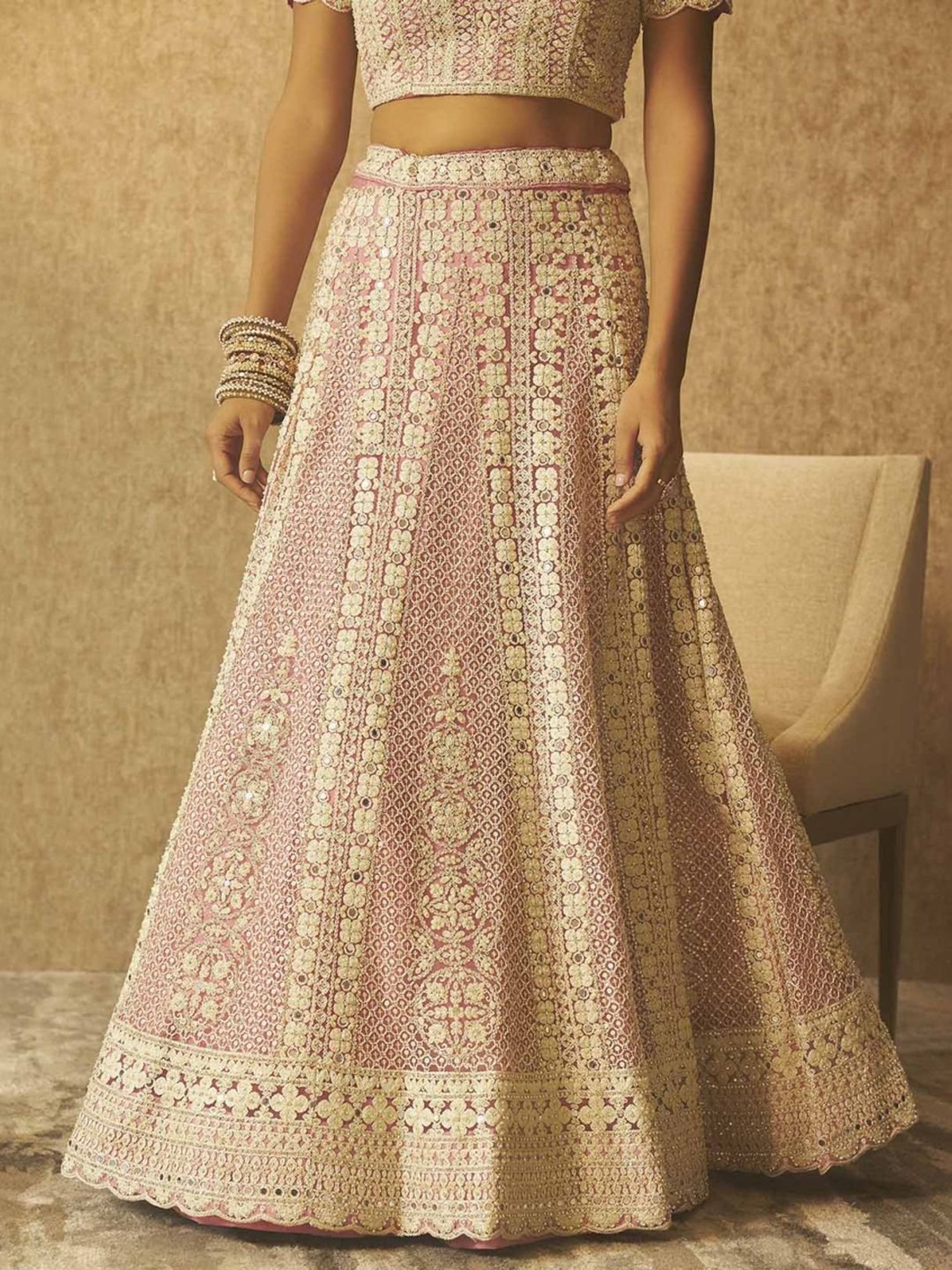 Soch Pink Embellished Unstitched Lehenga Choli Set With Dupatta