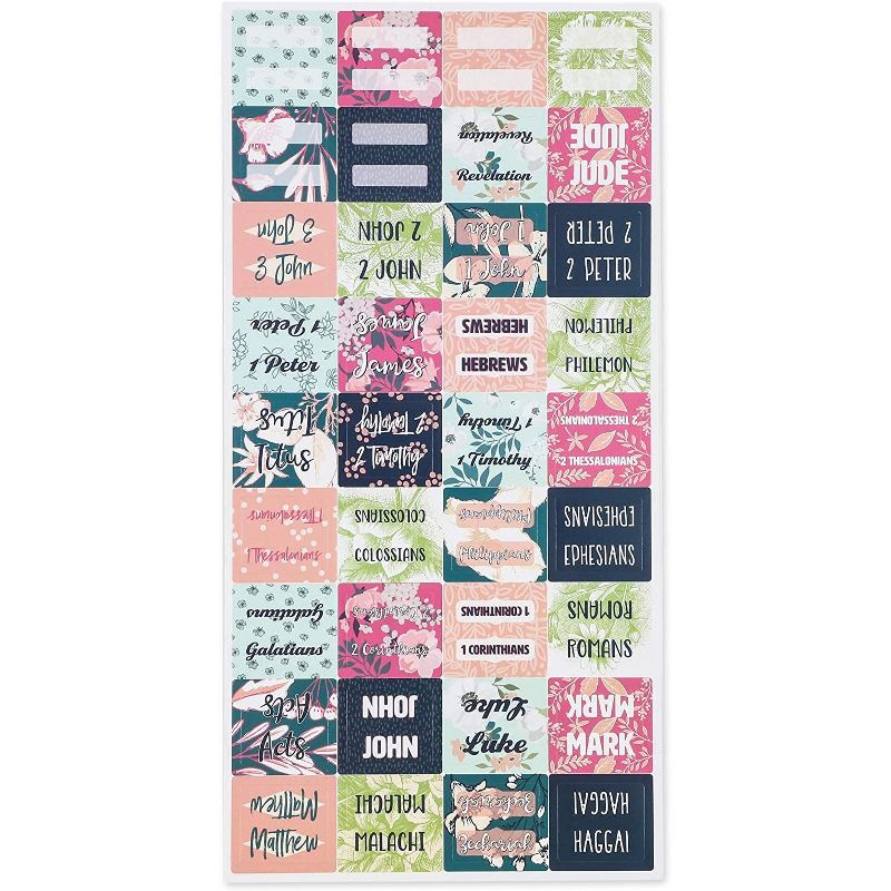 Faithful Finds 144 Count Floral Design Peel & Stick Bible Stickers Indexing Tabs, 72 Designs, 1.2 x 1 in