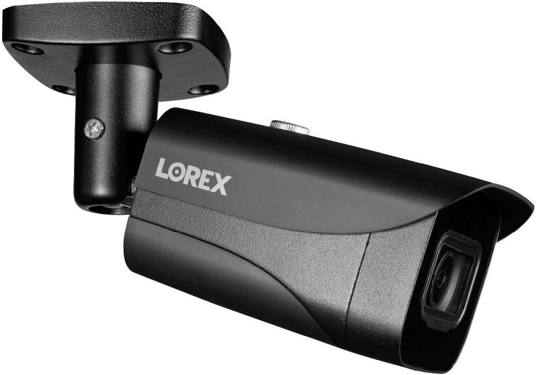 Lorex E861ABB 4K 8MP IP Black Bullet Camera with 130ft Color Night Vision and Smart Motion Detection