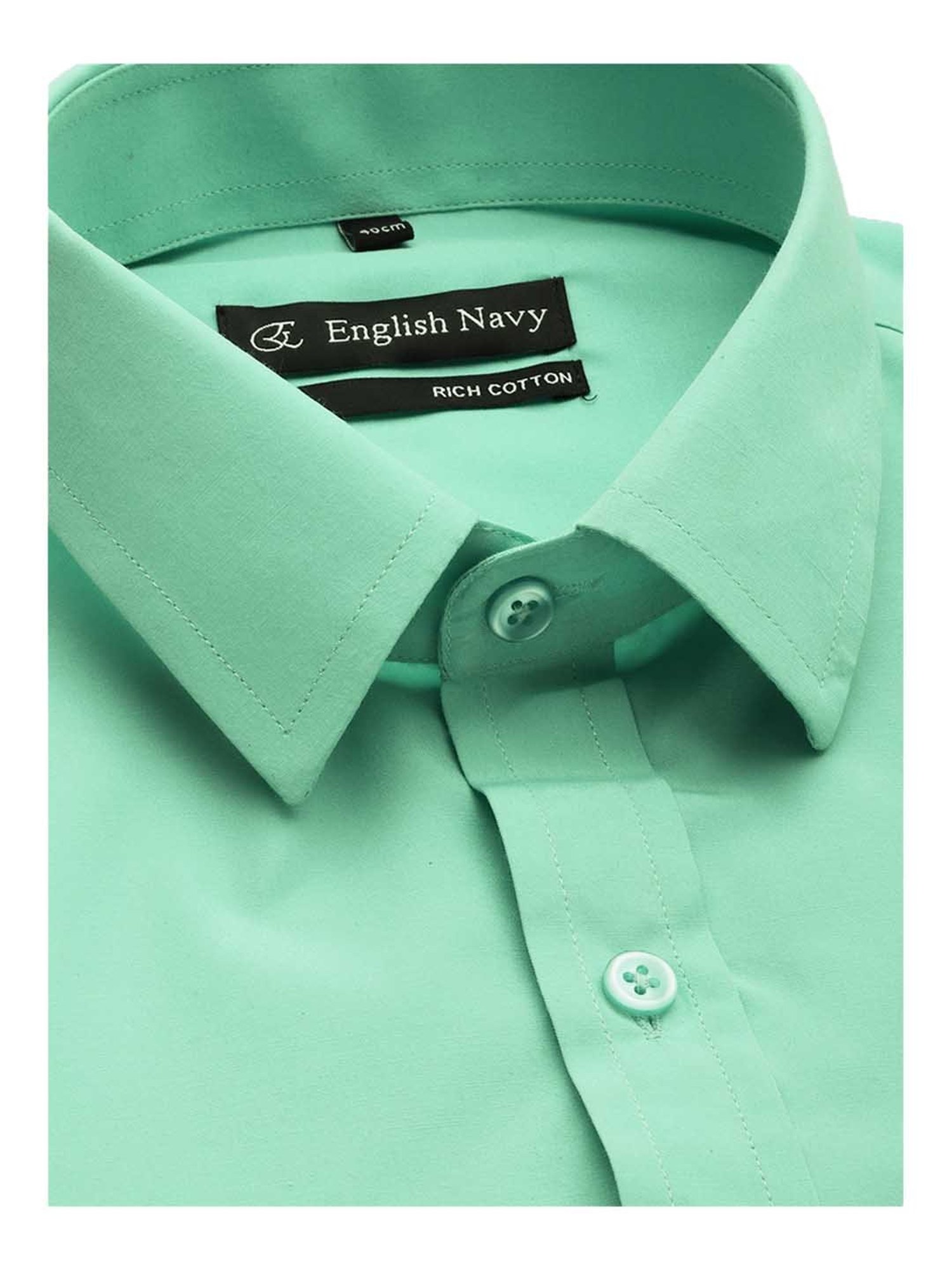 English Navy Mint Green Slim Fit Shirt