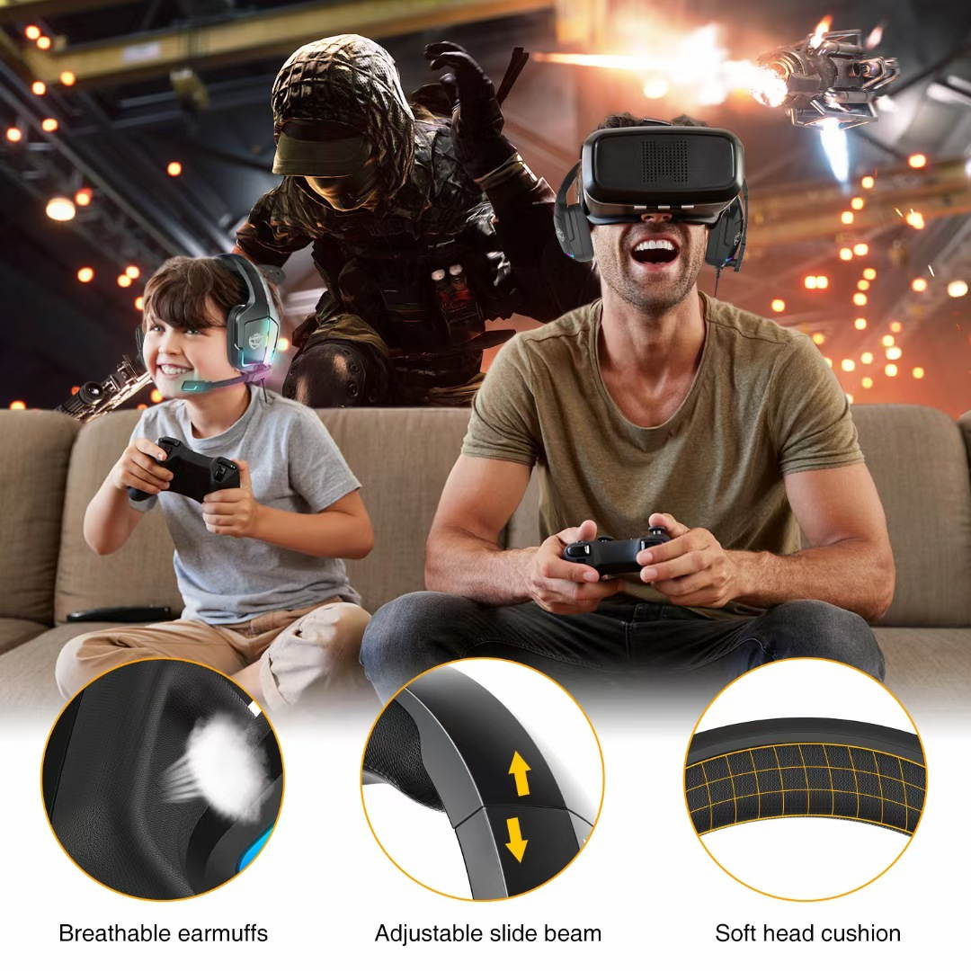 CORN soulbytes S12 Top Quality 50mm Drivers Wired Gaming Headphones, LED Light & Noise-canceling MIC, Breathable earmuffs, In-line Control