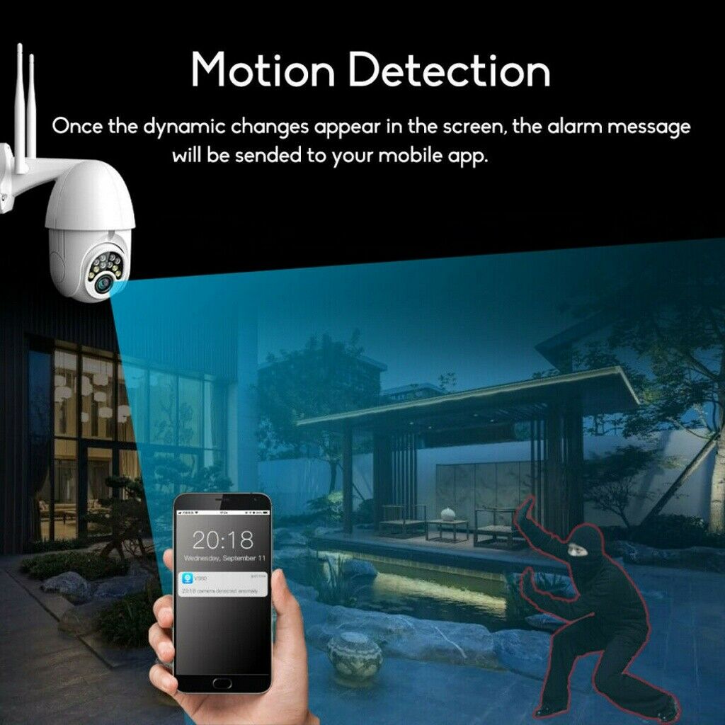 Wireless Outdoor Security Camera, 1080P HD 360 Degree Rotation WiFi Security Camera Wireless for Home Surveillance System with Color Night Vision, PIR and Radar Dual Detection, 2-Way Audio