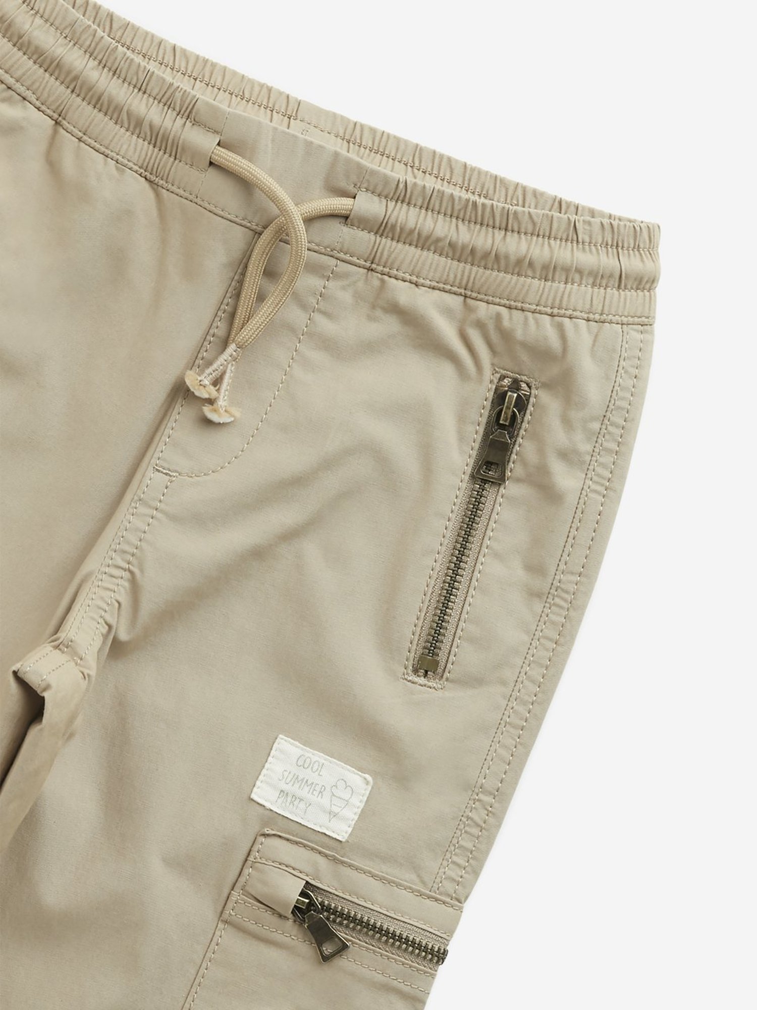 HOP Kids by Westside Taupe Solid Mid-Rise Cotton Blend Joggers