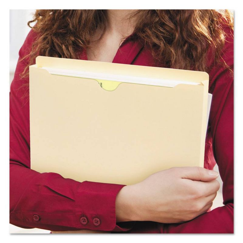 Smead Double-Ply Pocket File Jacket, 1 1/2" Accordion Expansion, Ltr, 11 Point Manila, 50/Box