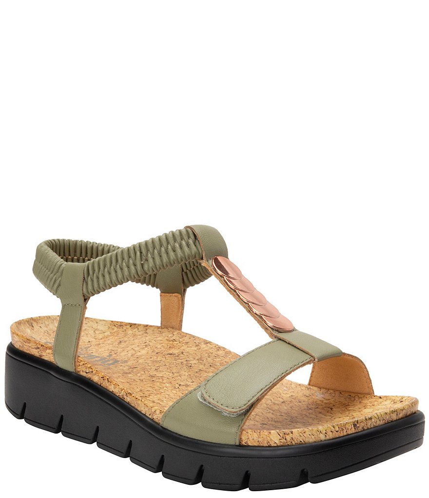 Alegria Harlie T-Strap Ankle Strap Platform Wedge Sandals