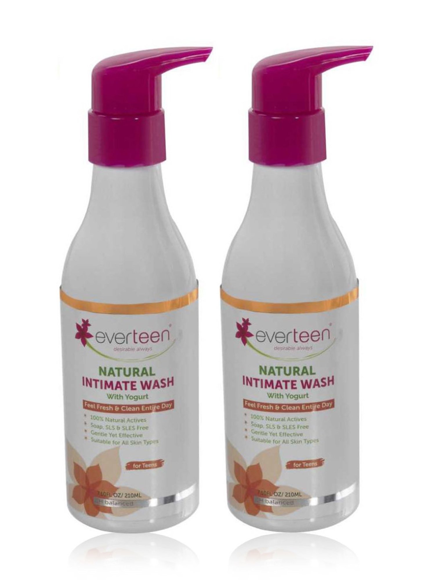 everteen Yogurt Natural Intimate Wash for Feminine Intimate Hygiene in Teens - 210ml Each(Pack of 2)