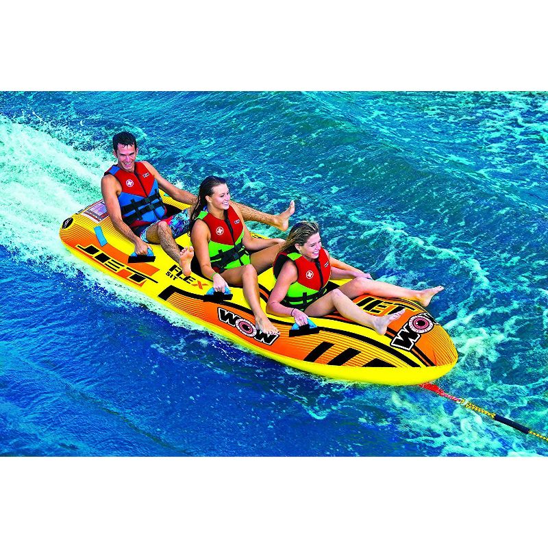WOW Watersports Stable Torpedo 3 Person Comfortable and Safe Inflatable Inline Water Towable Jet Boat, Yellow